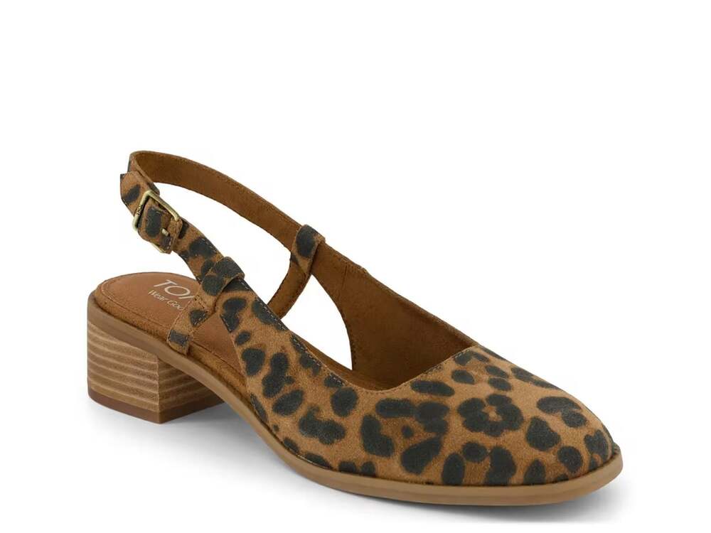 TOMS Women's Jaclyn Slingback Pump in Brown Sugar Leopard Suede